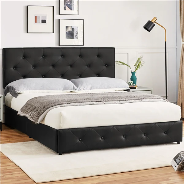 Yaheetech Queen Upholstered Platform Bed Frame - Image 7