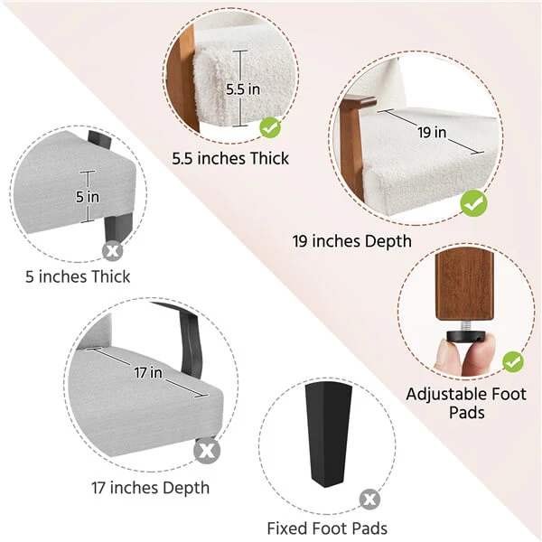 Yaheetech Reading Leisure Chair with High Back for Living Room - Image 5