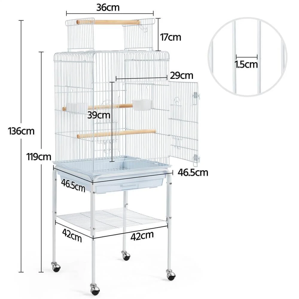 Yaheetech Rolling Bird Cage with Stand - Image 2
