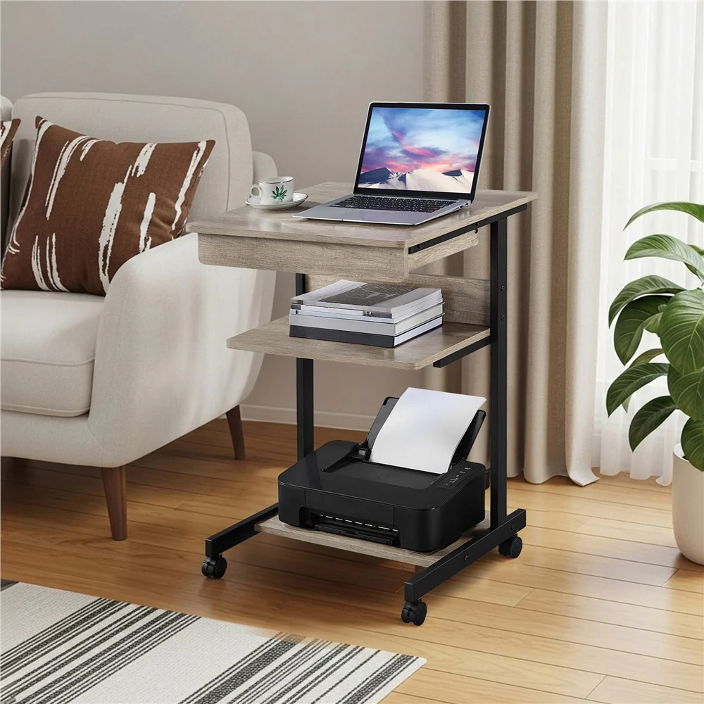 Yaheetech Rolling Computer Desk with Drawer & Keyboard Tray - Image 7