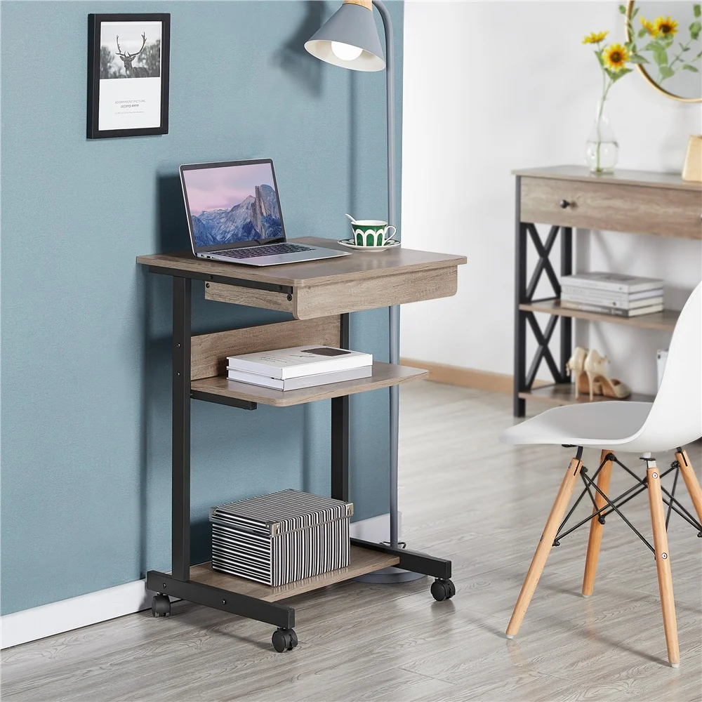 Yaheetech Rolling Computer Desk with Drawer & Keyboard Tray - Image 8