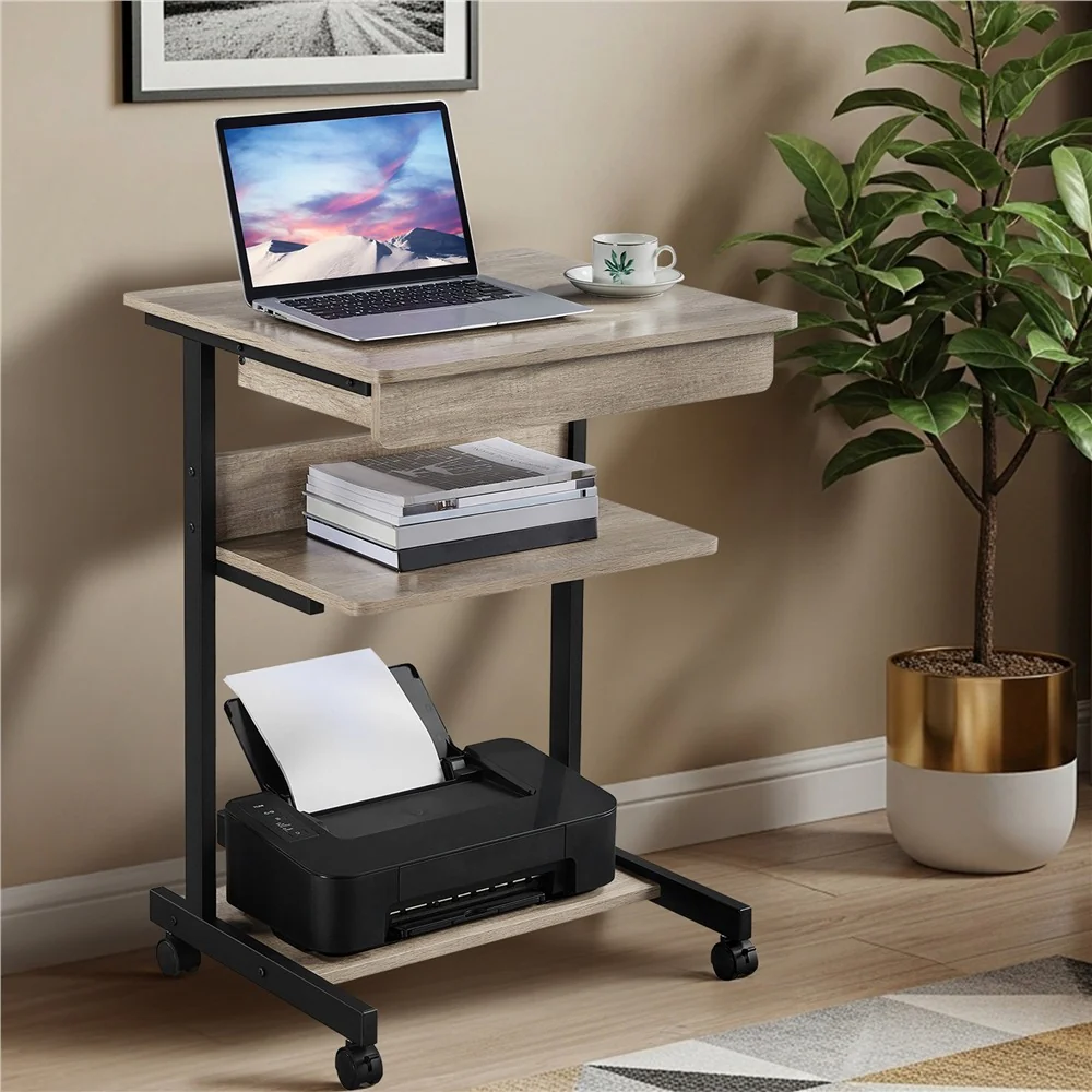 Yaheetech Rolling Computer Desk with Drawer & Keyboard Tray - Image 9
