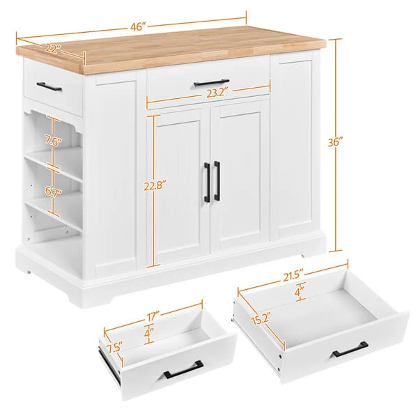 Yaheetech Rolling Kitchen Island Cart with 3 Drawers - Image 4
