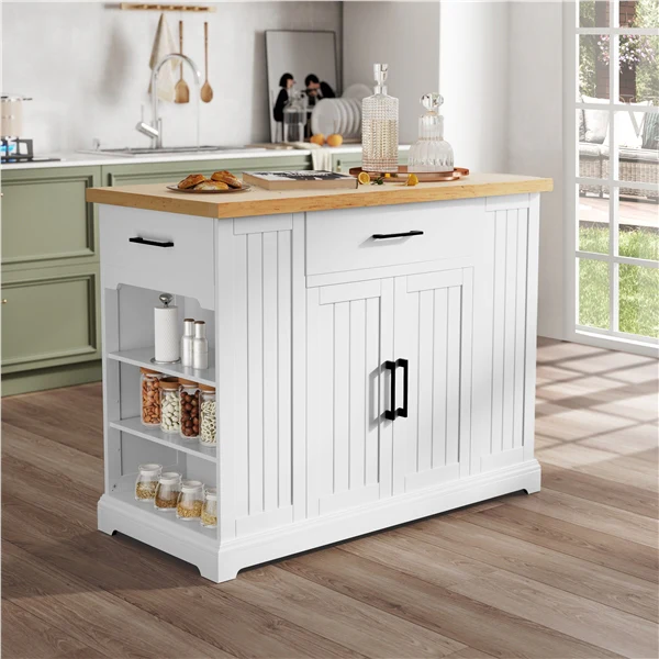 Yaheetech Rolling Kitchen Island Cart with 3 Drawers - Image 8