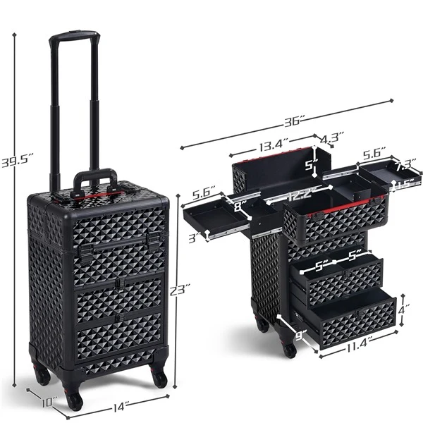 Yaheetech Rolling Makeup Train Case - Image 4