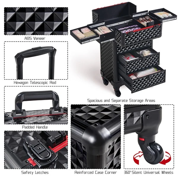 Yaheetech Rolling Makeup Train Case - Image 7