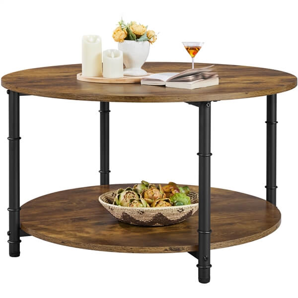 Yaheetech Round Coffee Table with Storage Shelf - Image 4