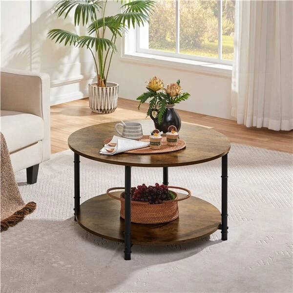 Yaheetech Round Coffee Table with Storage Shelf - Image 8