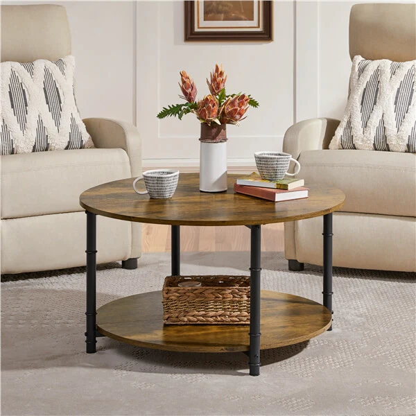 Yaheetech Round Coffee Table with Storage Shelf - Image 9