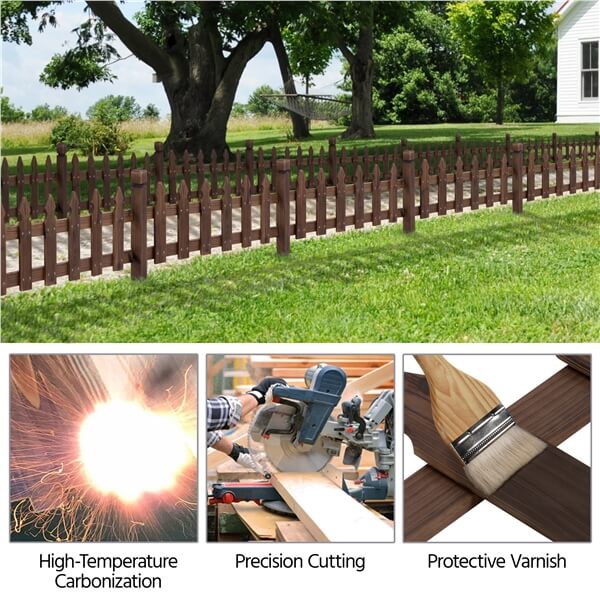 Yaheetech Rustic Wood Garden Fence Set of 5 - Image 7