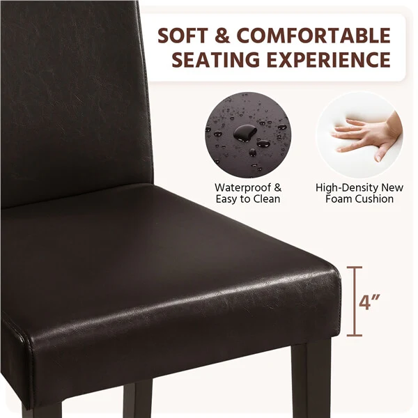 Yaheetech Dining Chairs Set of 6 Faux Leather - Image 5