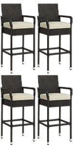 Yaheetech Set of 2 Outdoor PE Rattan Patio Bar Stools - Image 5