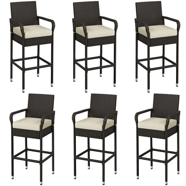 Yaheetech Set of 2 Outdoor PE Rattan Patio Bar Stools - Image 6