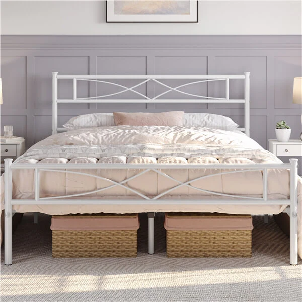 Yaheetech White Metal Bed with Headboard - Image 10