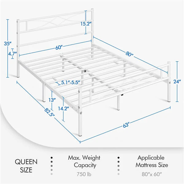 Yaheetech White Metal Bed with Headboard - Image 7