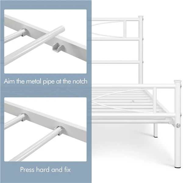 Yaheetech White Metal Bed with Headboard - Image 9