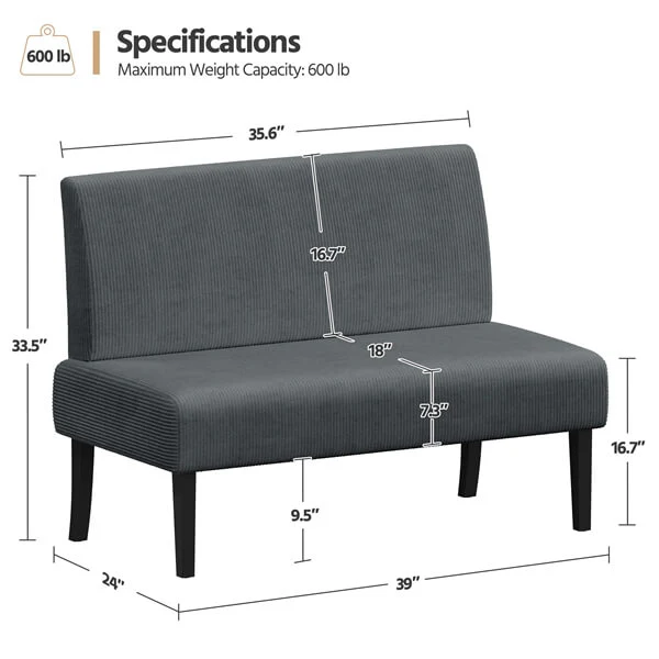 Yaheetech Small Comfy Sofa Mini Loveseat Sofa - Image 3