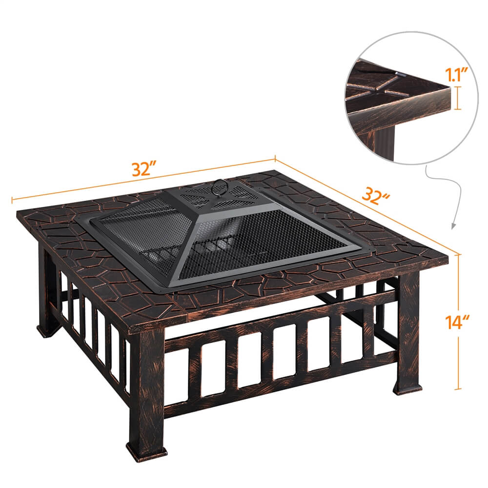 Yaheetech Square Fire Pit 32'' - Image 4