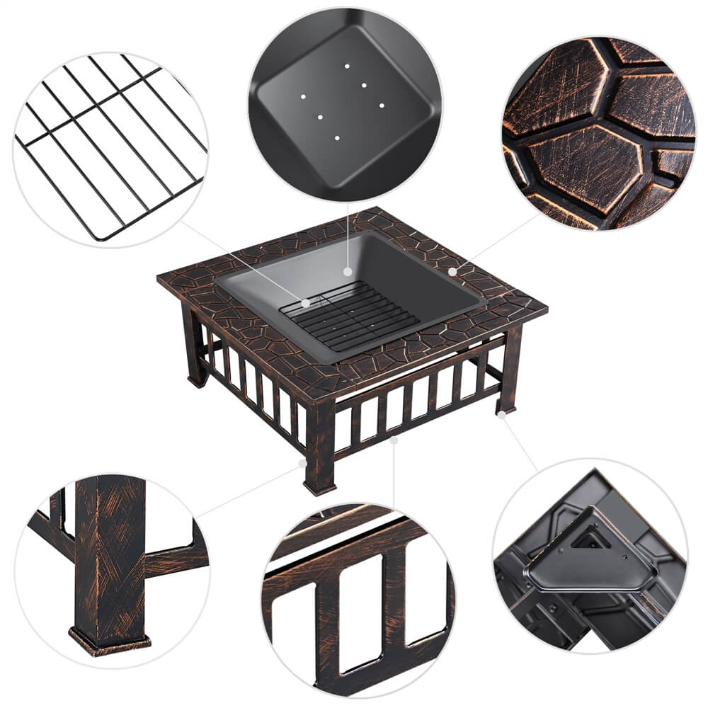 Yaheetech Square Fire Pit 32'' - Image 5