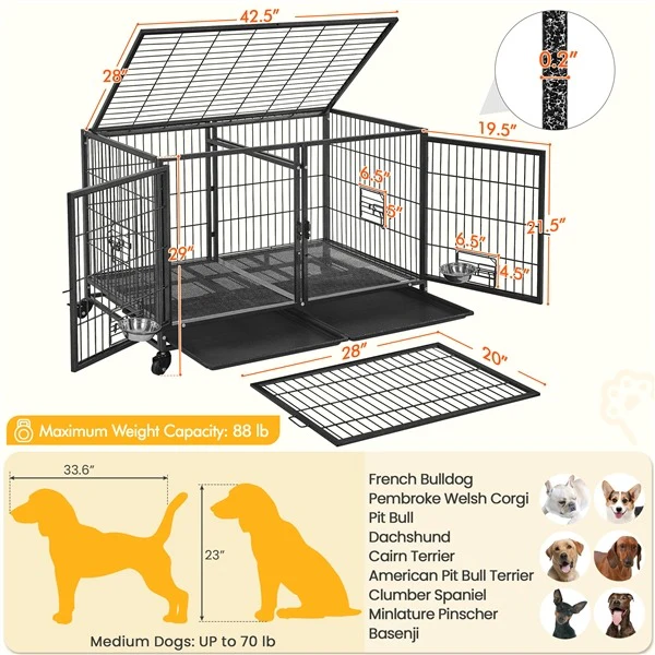 Yaheetech Stackable Dog Crate with Divider 43'' - Image 4
