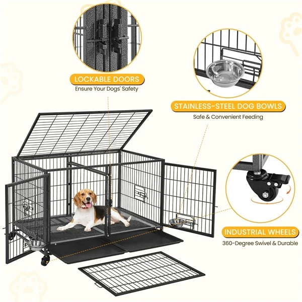 Yaheetech Stackable Dog Crate with Divider 43'' - Image 5