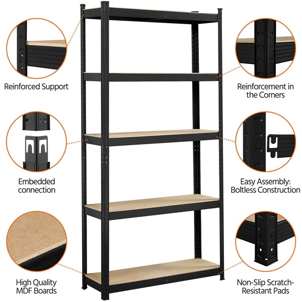 Yaheetech Storage Shelves, 5 Tier (35.5 W× 12 D × 71 H Inches) - Image 3
