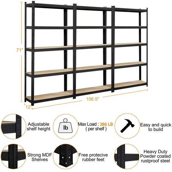 Yaheetech Storage Shelves, 5 Tier (35.5 W× 12 D × 71 H Inches) - Image 5