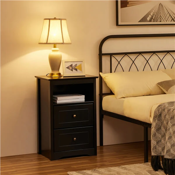 Yaheetech Tall Nightstand with 2 Drawer and 1 Cubby - Image 7