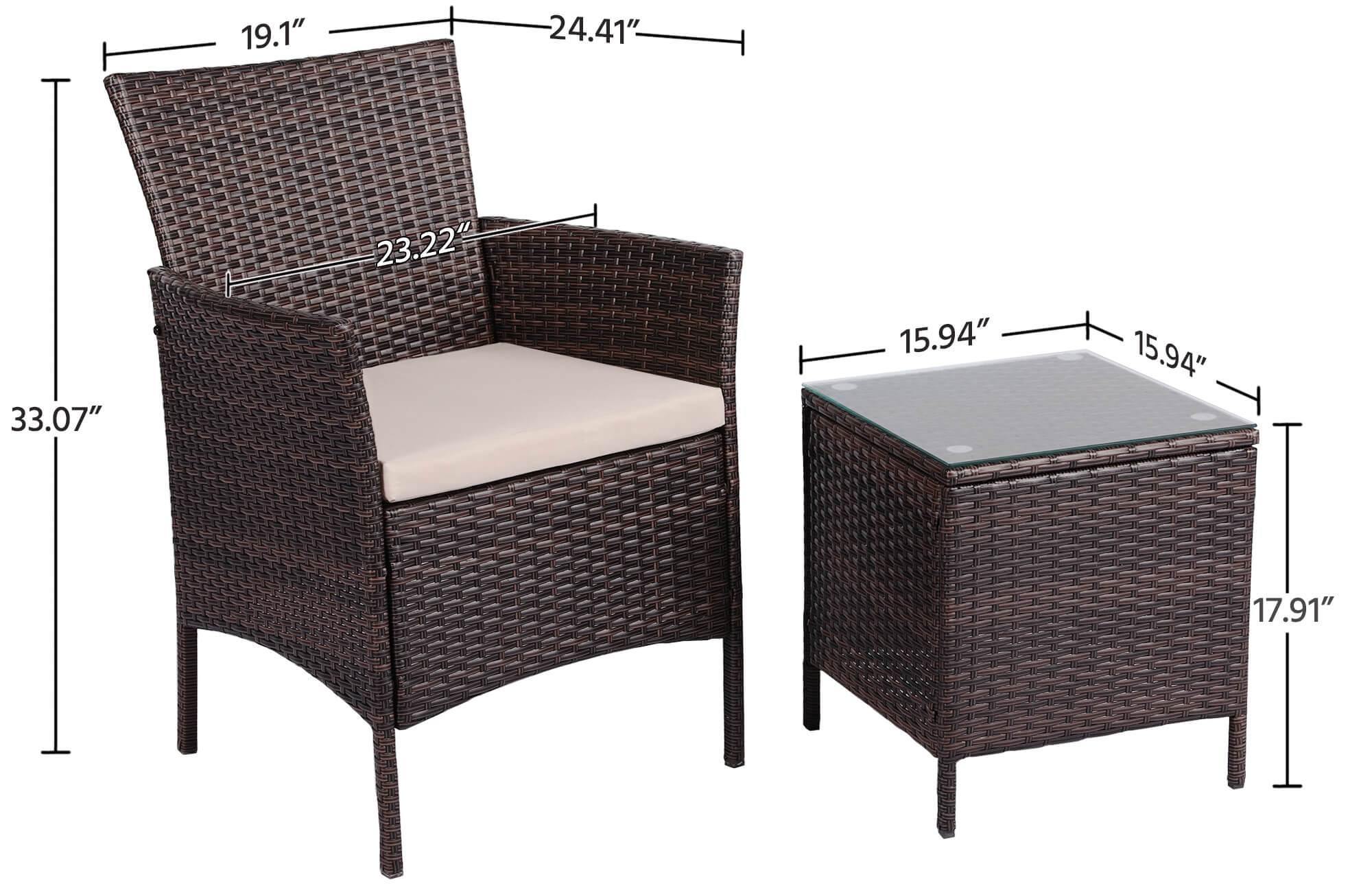 Yaheetech Rattan Chairs and Table - Image 3