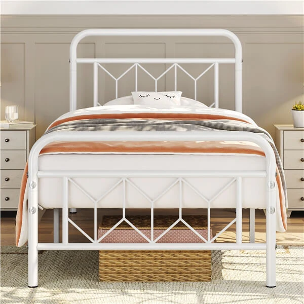 Yaheetech Vintage Metal Bed Frame with Diamond Pattern Headboard - Image 11