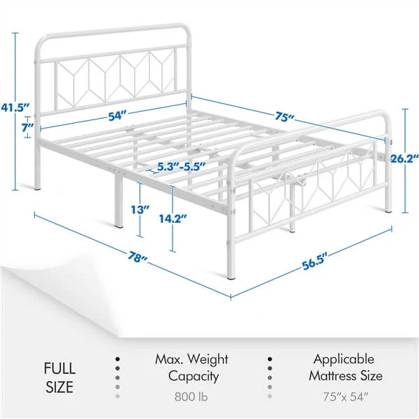 Yaheetech Vintage Metal Bed Frame with Diamond Pattern Headboard - Image 6
