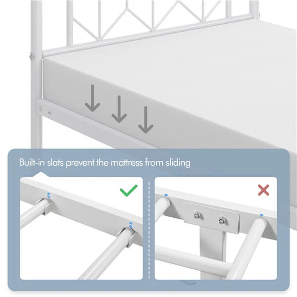 Yaheetech Vintage Metal Bed Frame with Diamond Pattern Headboard - Image 8