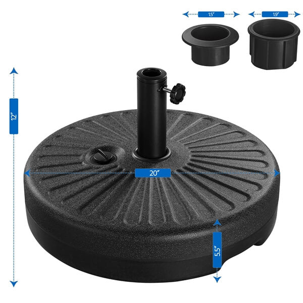 Yaheetech Umbrella Base 22L Round Water & Sand Filled Patio Outdoor Umbrella Stand - Image 3