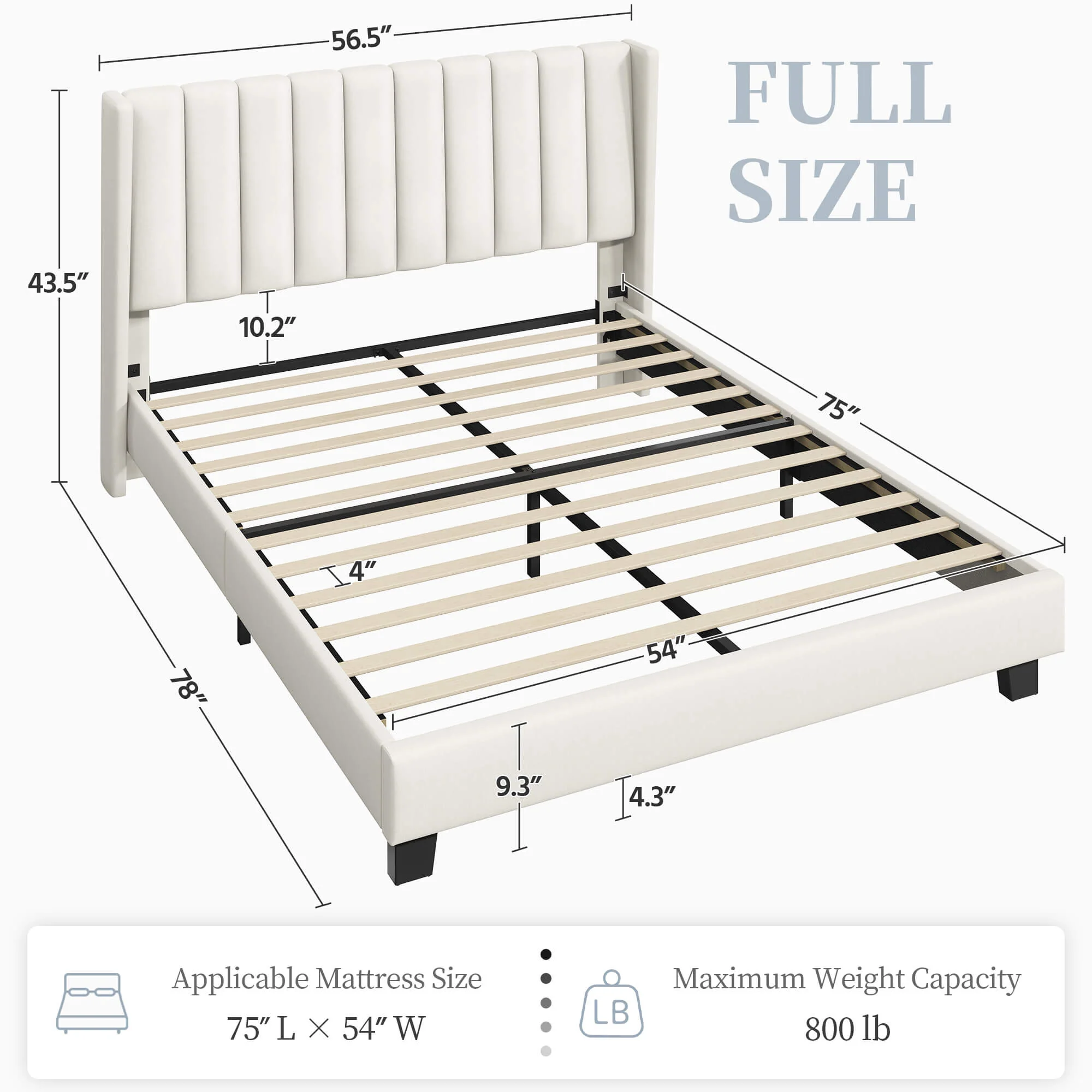 Yaheetech Upholstered Bed Frame with Wing Side - Image 3