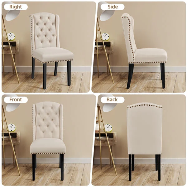 Yaheetech Upholstered Dining Chairs Set of 6 Button Tufted Kitchen Chairs - Image 7
