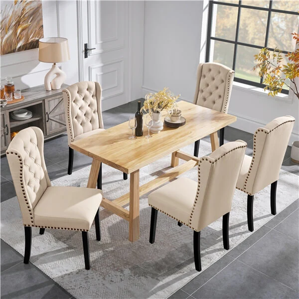 Yaheetech Upholstered Dining Chairs Set of 6 Button Tufted Kitchen Chairs - Image 8