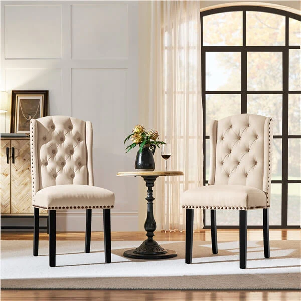 Yaheetech Upholstered Dining Chairs Set of 6 Button Tufted Kitchen Chairs - Image 9