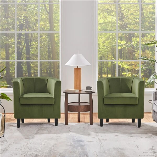 Yaheetech  Set of 2 Barrel-shaped Chair Accent Arm Chair