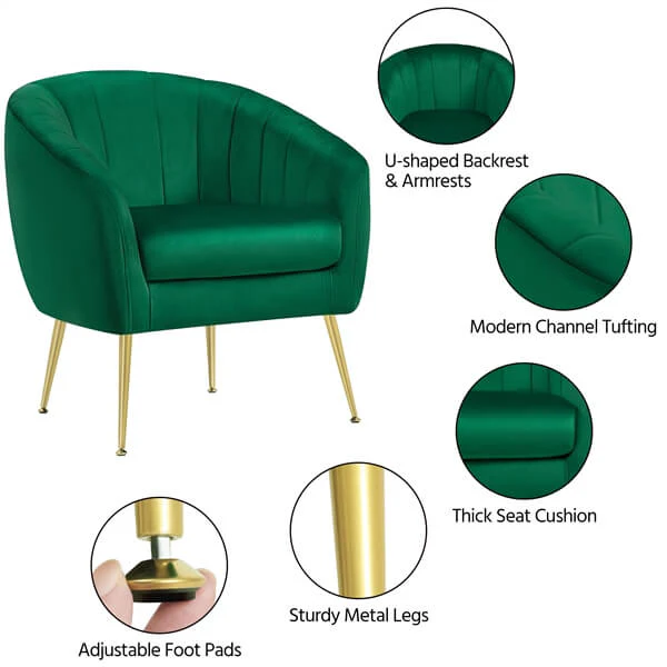 Yaheetech Velvet Accent Chair - Image 6