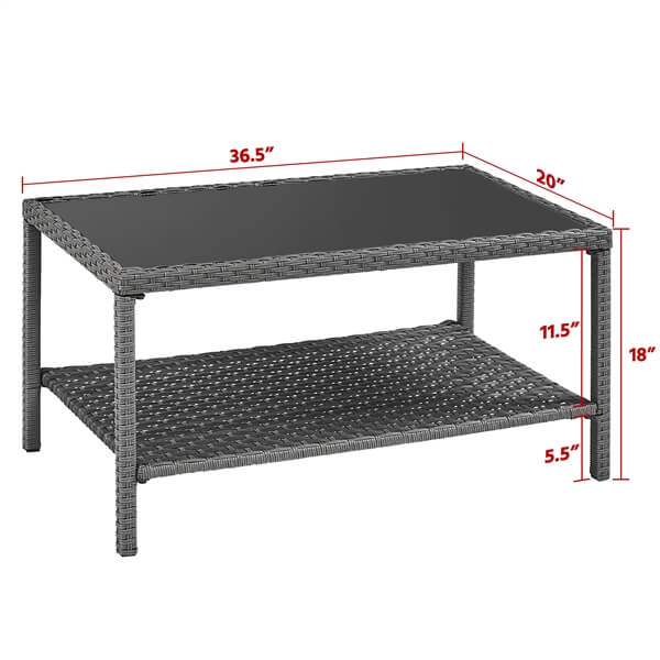 Yaheetech Wicker Coffee Table - Image 3