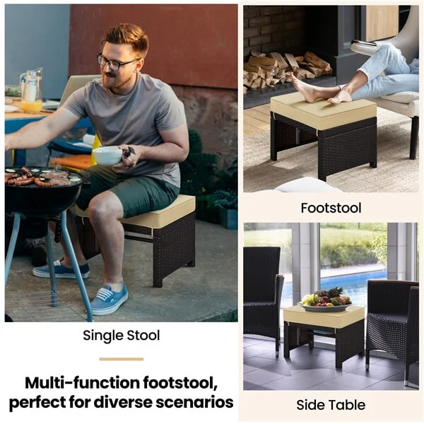 Yaheetech Wicker Ottomans - Image 4