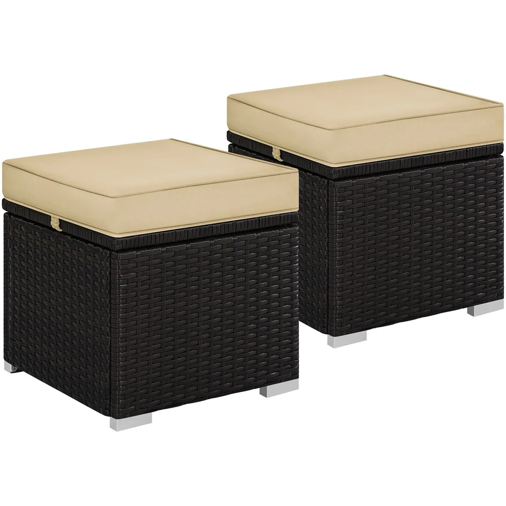 Yaheetech Wicker Ottomans, Set of 2 - Image 2
