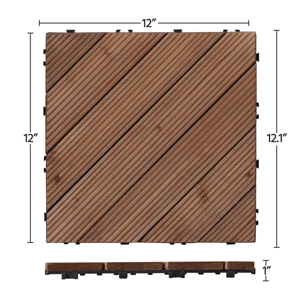 Yaheetech Wood Flooring Tiles 12" x 12" - Image 3