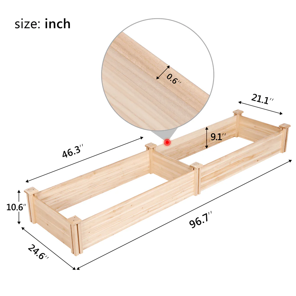 Yaheetech 8×2ft Wooden Horticulture Raised Garden Bed - Image 7