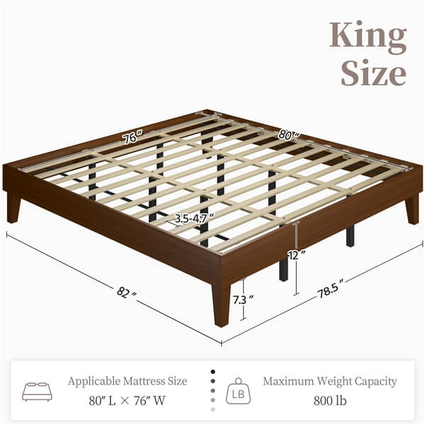 Yaheetech Bed Frame Natural Solid Wood Platform Bed with Wooden Slats Support - Image 5
