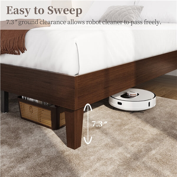 Yaheetech Bed Frame Natural Solid Wood Platform Bed with Wooden Slats Support - Image 8