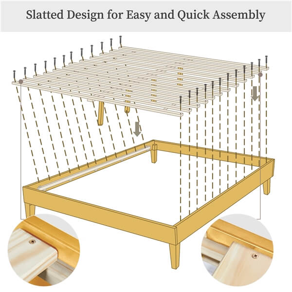 Yaheetech Wooden Bed Frame with Plywood Slat - Image 11