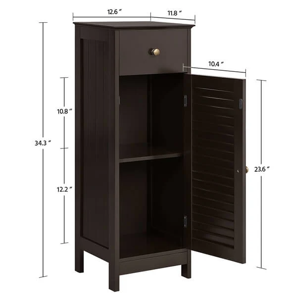 Yaheetech Wooden Free-Standing Storage Organizer Unit with Drawer and Door Cabinet - Image 3